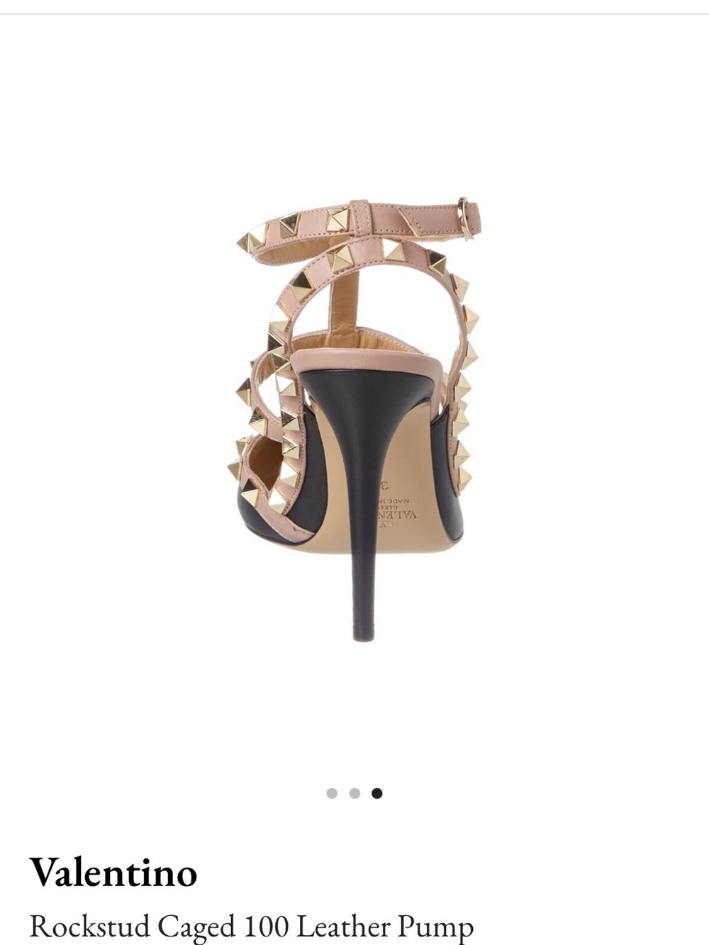 Valentino Black Point-Toe Pump with Nude Rockstud Straps - Picture 3 of 8